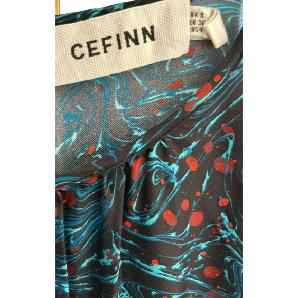 Cefinn Women's Olivia Gathered Printed Twill Blouse US Size 4 Silk Blend Swirl - Picture 3 of 4